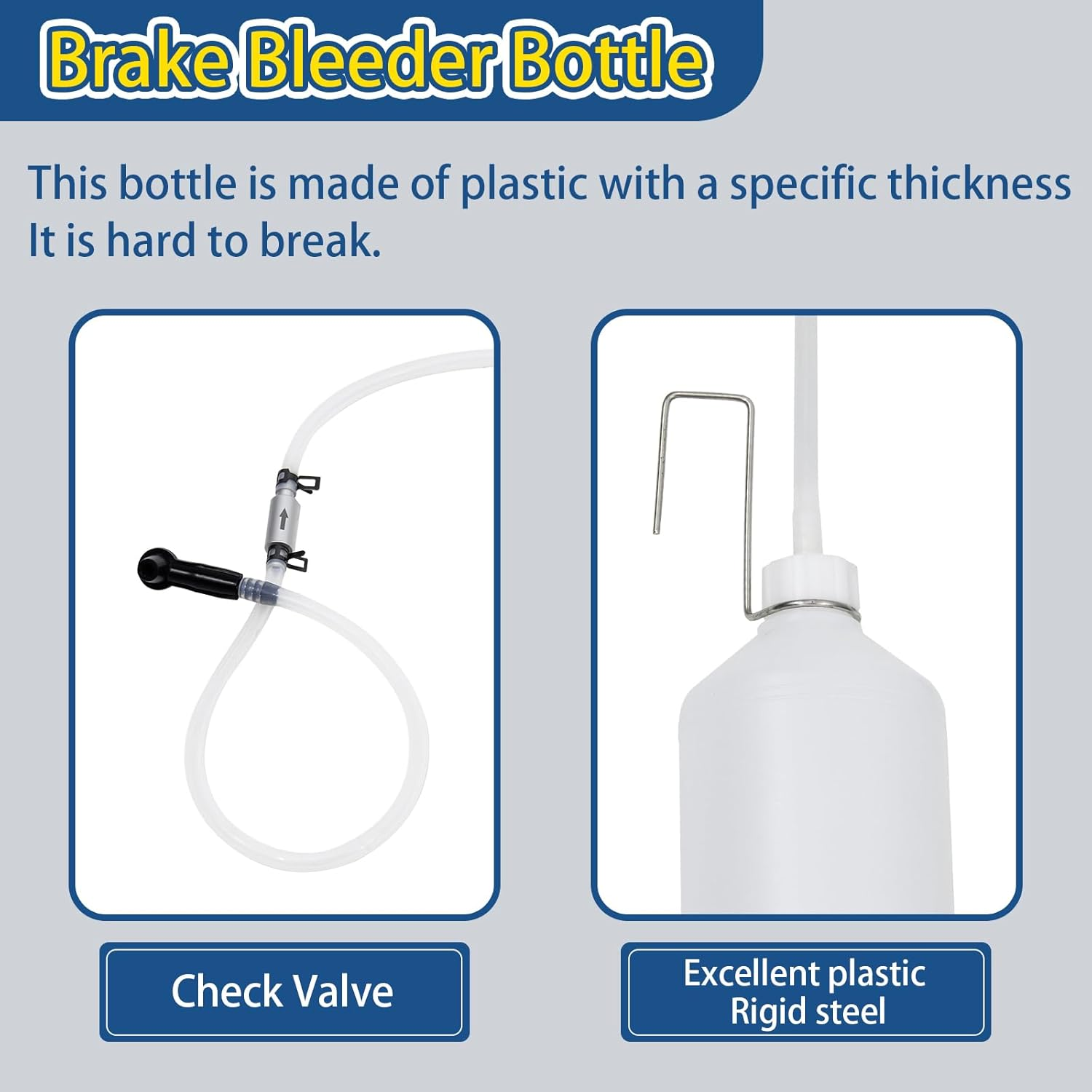 Brake Fluid Bleeder Bottle with Non-Return Check Valve and Hanging Hook Replacement for Car and Motorcycle Brake Oil Change - 1L One Person Brake Bleeder Kit image number 2