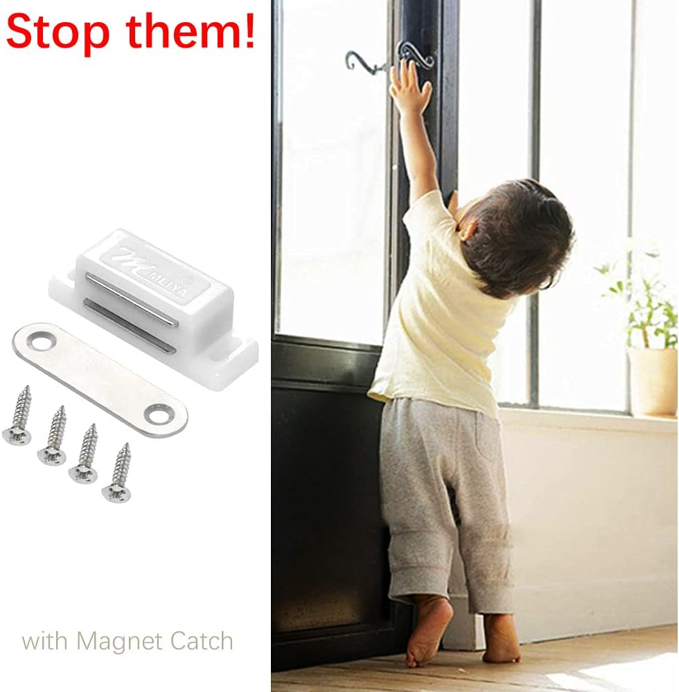 12 Pack Cabinet Magnets Magnetic Door Catch for Kitchen Bathroom Cupboard Wardrobe Closet Closures Cabinet Door Drawer Latch 15 Lbs Screws Included (White) image number 1