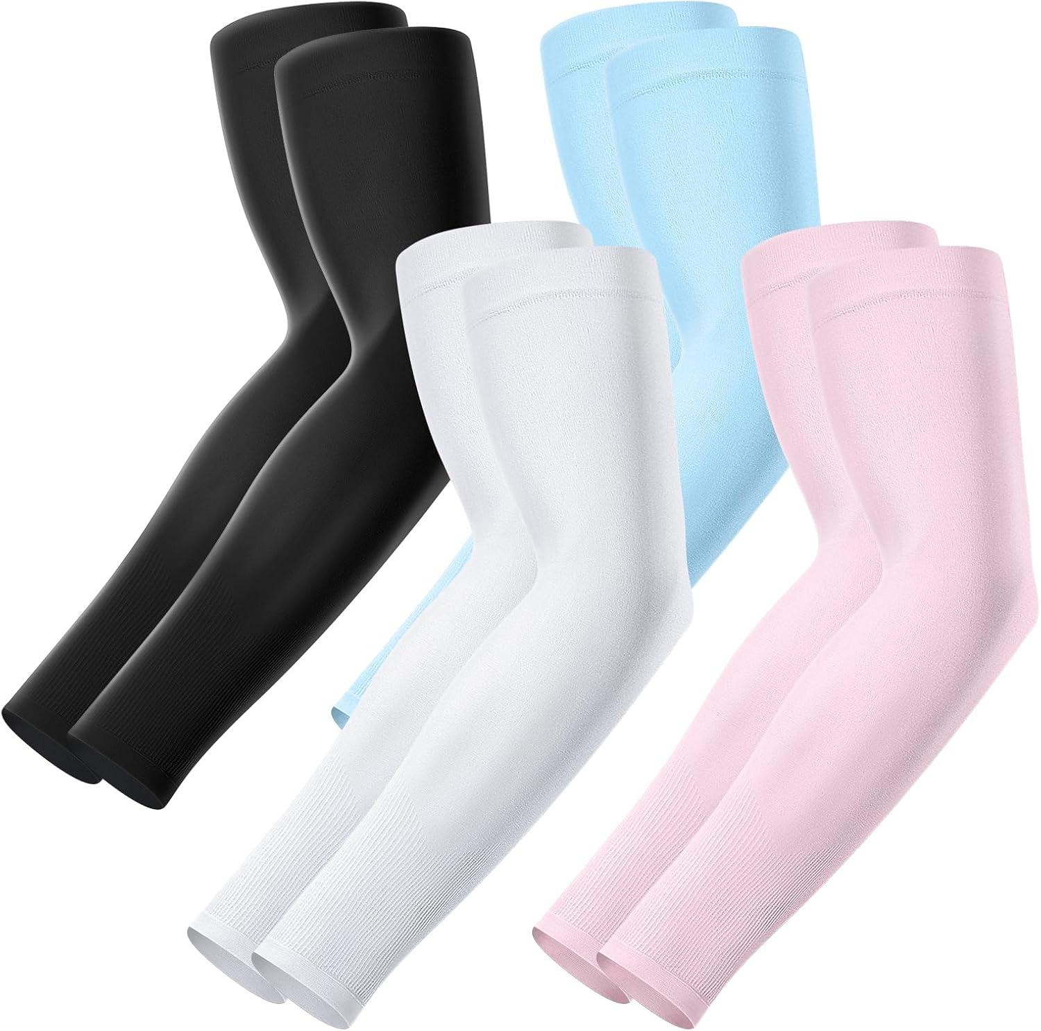 Arm Sleeves for Men Women: 4 Pairs Sun Protection Sleeves to Cover Arms Cooling Sports Compression Arm Sleeve Youth