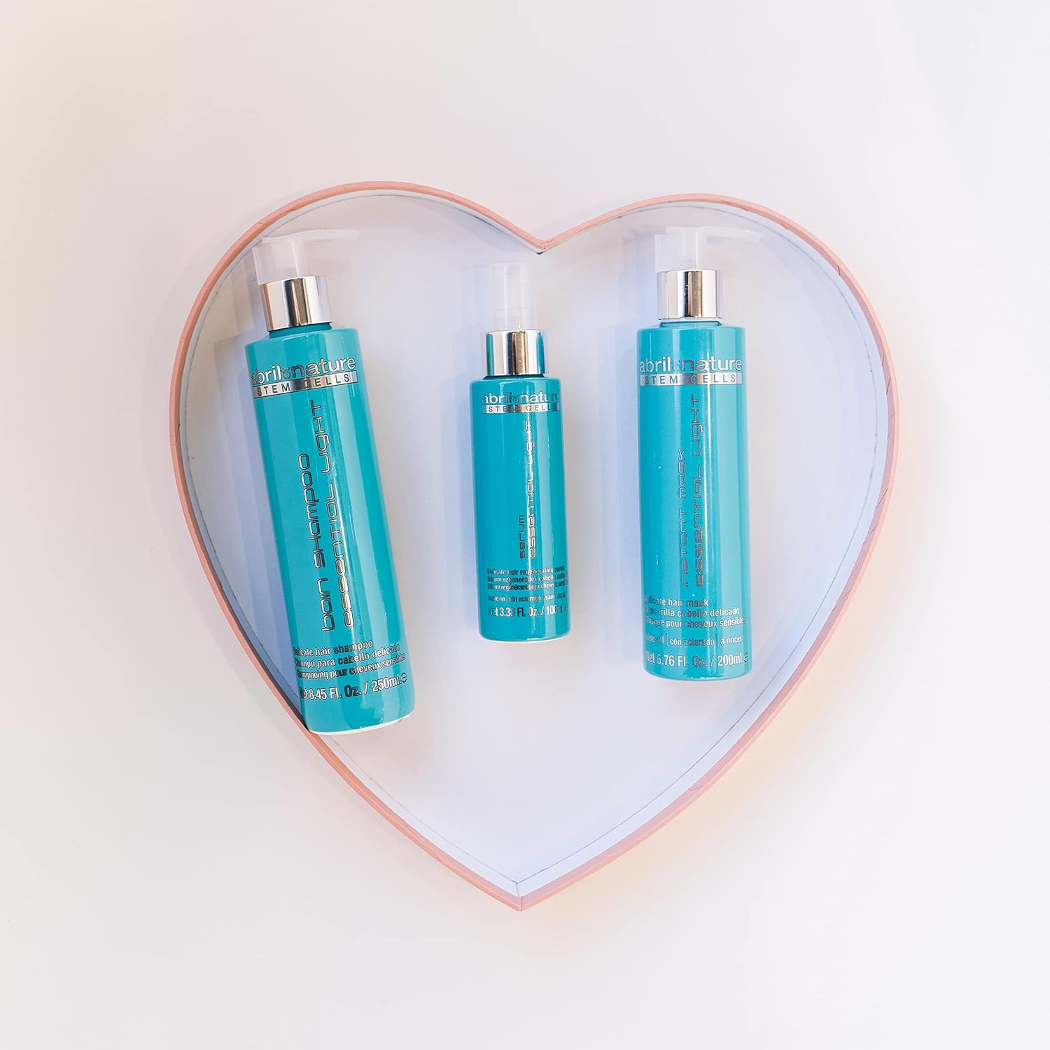 Abril Et Nature - Bain Shampoo Essential Light - Moisturising Shampoo - 250 Ml - for Fine and Sensitive Hair - Hair Treatment with Stem Cells - Vegan Product - Reduces Frizz