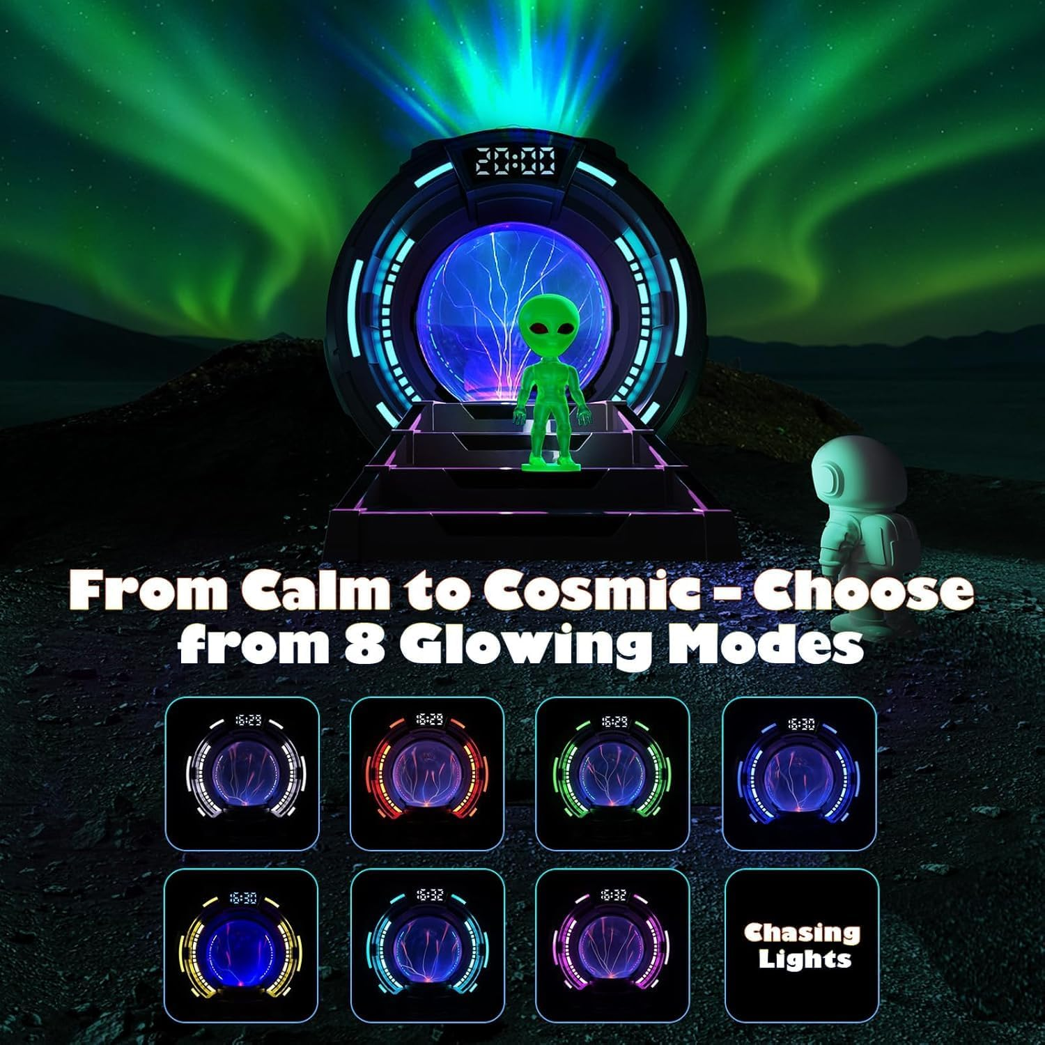 Star Projector Night Light Aurora Projector with Bluetooth Speaker, Remote Control, Alarm Clock, 8 White Noise, Plasma Ball, Alien Astronaut, Projector for Bedroom Decor Christmas Birthday Gifts image number 6