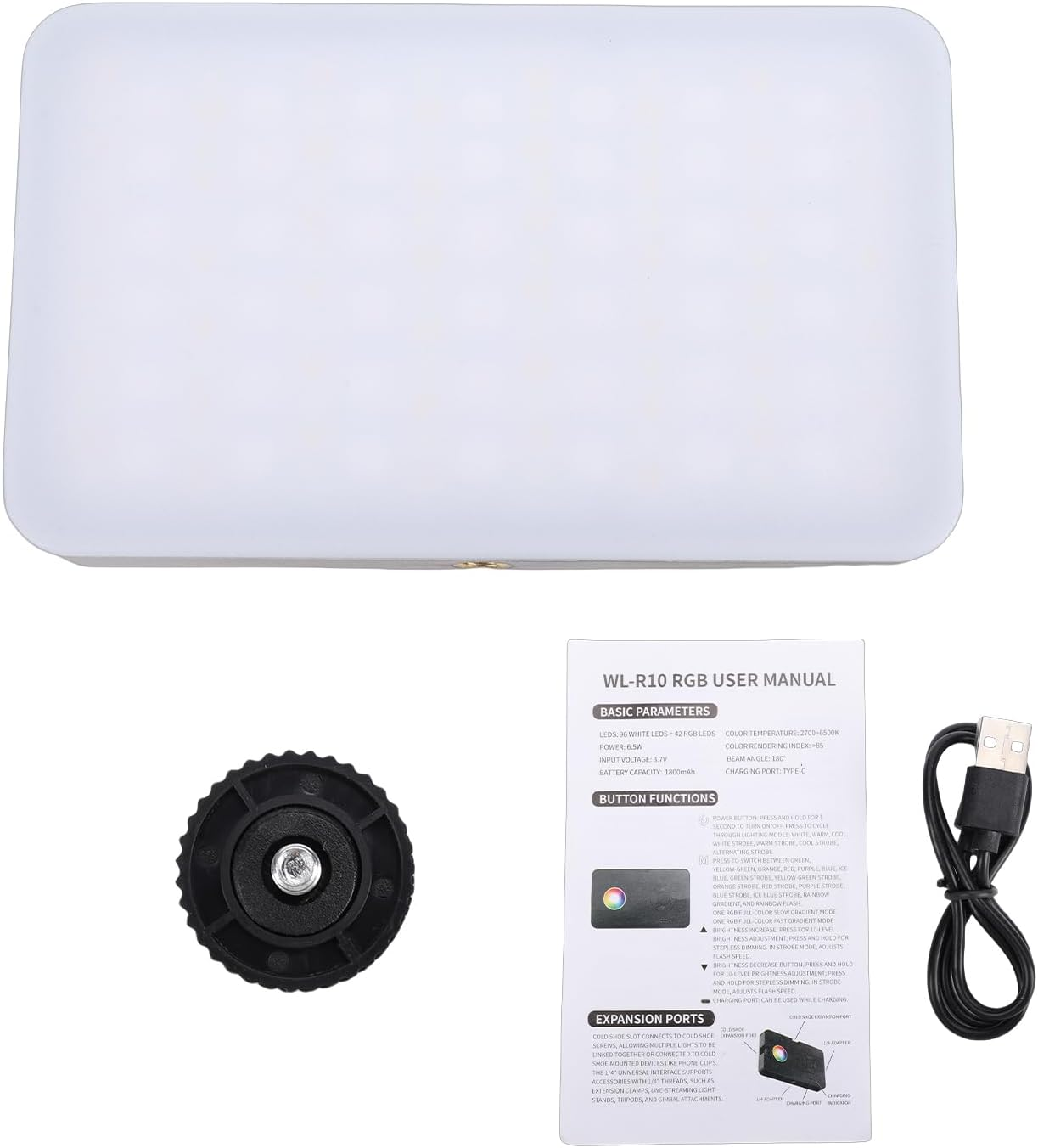 Plyisty RGB Video Light, Portable Camera LED Light, CRI 85+ 2700-6500K 700Lux 1800Mah, Travel Vlog Lighting with Cold Shoe, Type-C Charging for Filming, Portraits image number 2