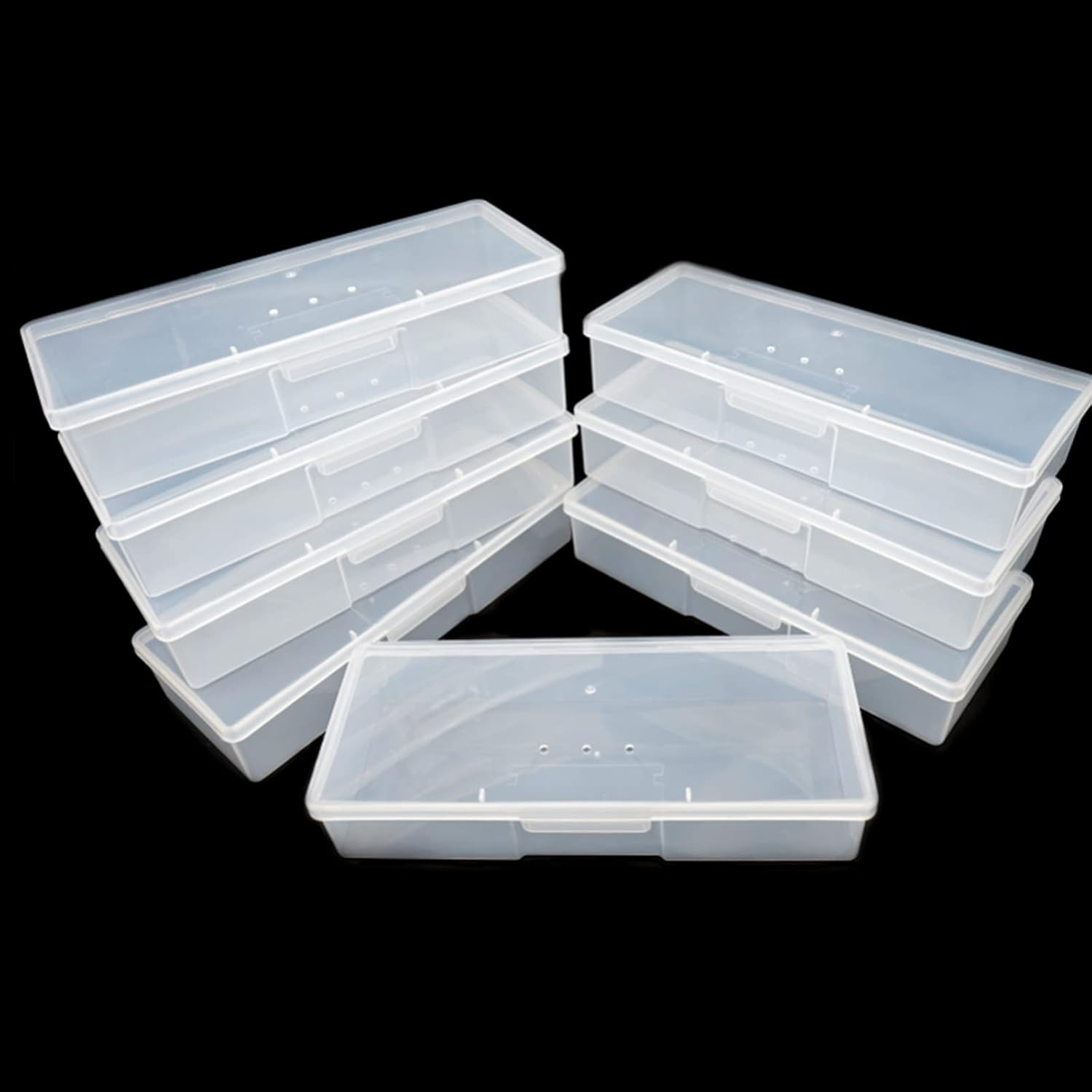 Nail Tool Box, 8-Piece Transparent Plastic Nail Art Organizer, Modern Style, 7.5X2.5X1.5 Inch image number 3