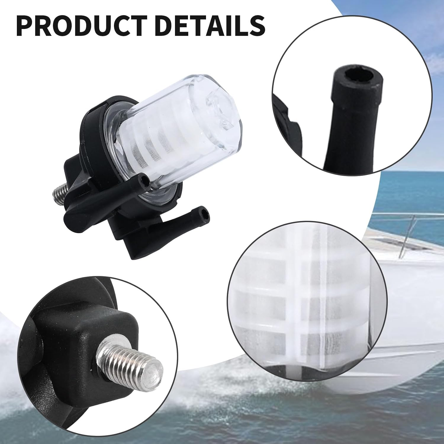 3AD-02230-0 Fuel Filter - Replacment for Tohatsu for Nissan 4HP 5HP 6HP 9.9HP-140 HP, 6Mm 1/4", Replace OE# 346-02230-0 346022300M 3B7022300 3B7022300M 3AD022300 image number 1