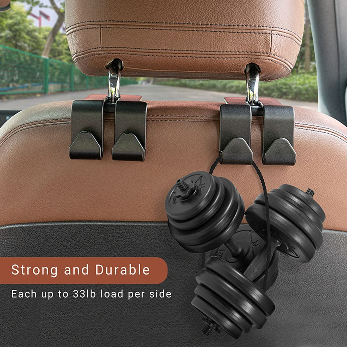 2 Pcs Car Seat Hook,2 in 1 Vehicle Headrest Hooks for Purse,Multi-Functional Mobile Phone Bracket,Durable Organizer for Hanging Grocery Bags in Car image number 1