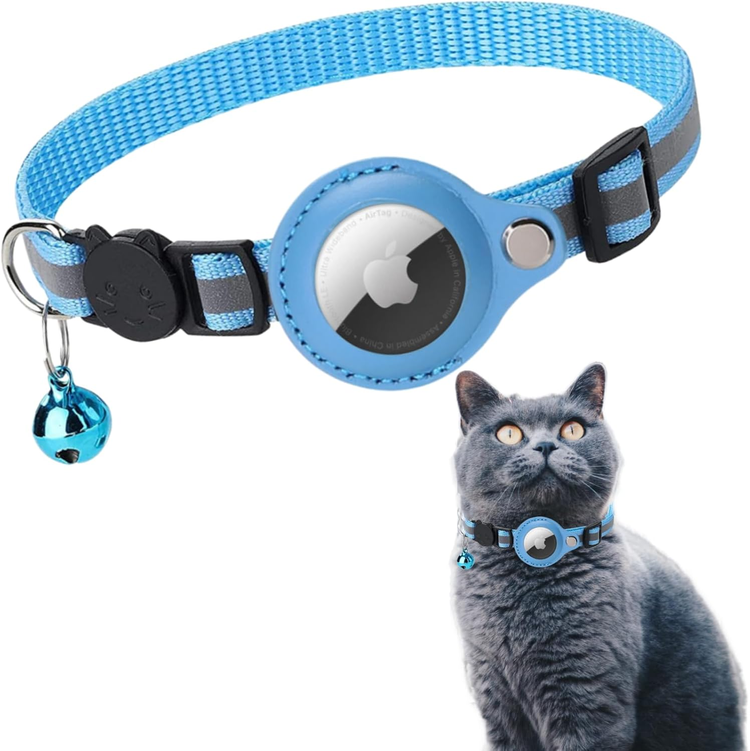 Cat Collar, Accessories for Cats, Compatible with Airtag, Adjustable Reflective Wristband (GPS Airtag Not Included) image number 4