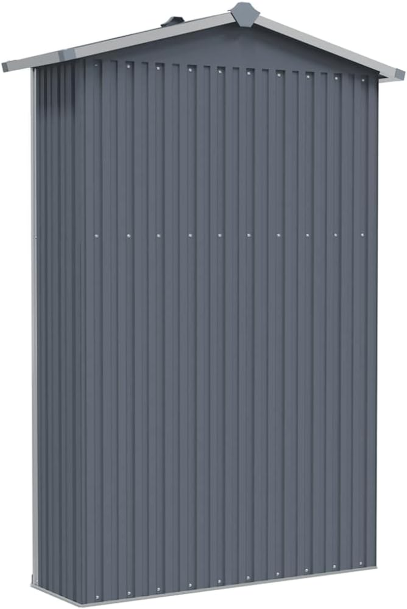 Vidaxl Spacious Weather-Resistant Garden Tool Shed - 116 X 45 X 175 Cm - Galvanised Steel - Grey Color - Vented Low Maintenance Outdoor Storage Solution - Green image number 5