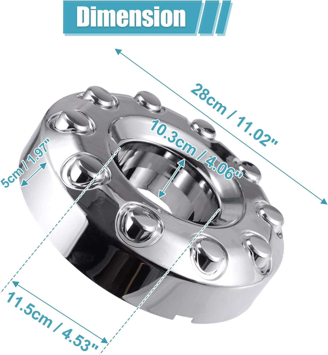 X AUTOHAUX Front 10 Lug Chrome Wheel Center Hub Cap Cover for Ford F450 F350 Super Duty 2011-2016 Wheel Hubcap Wheel Center Cap 5C3Z1130NA Front Wheels Only W/ 4X4