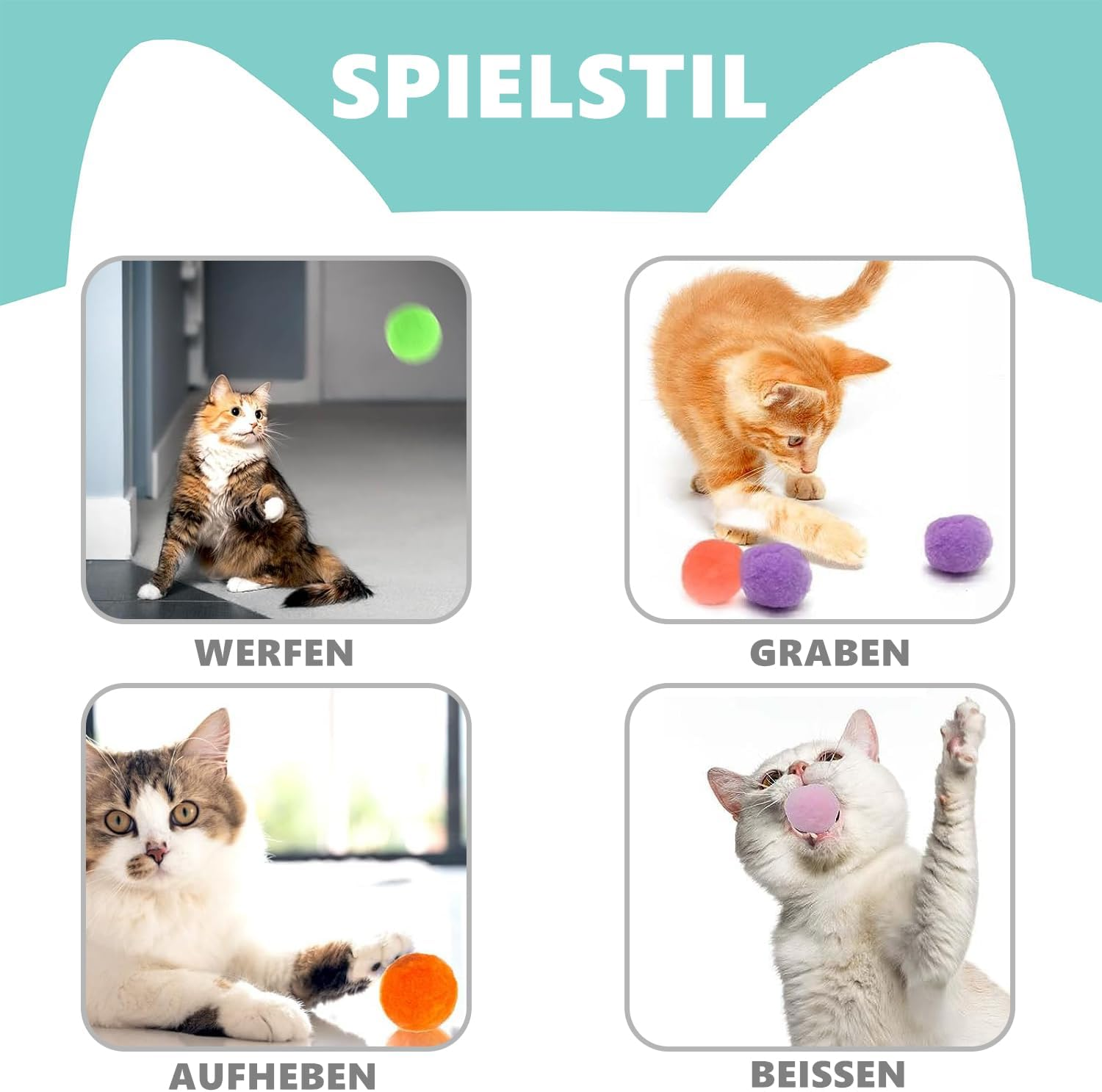 Norhogo Pack of 50 Cat Toy Balls with Cat Toy Launcher, Interactive Toy, Funny Cat Toys for Cats and Kittens, Toy for Indoor Pets, Cats, Dogs, Random Colour image number 2