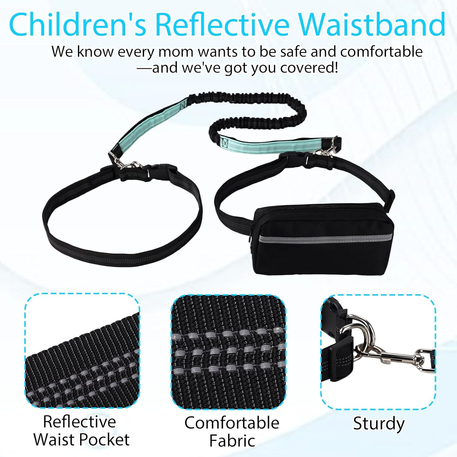 Sinbana Safety Waist Leash Harness for Kids, Hands-Free Safety Walking Harness with Reflective Waist Pocket Bag and Durable Bungee Secure Public Walking Accessory for Special Need Child image number 2