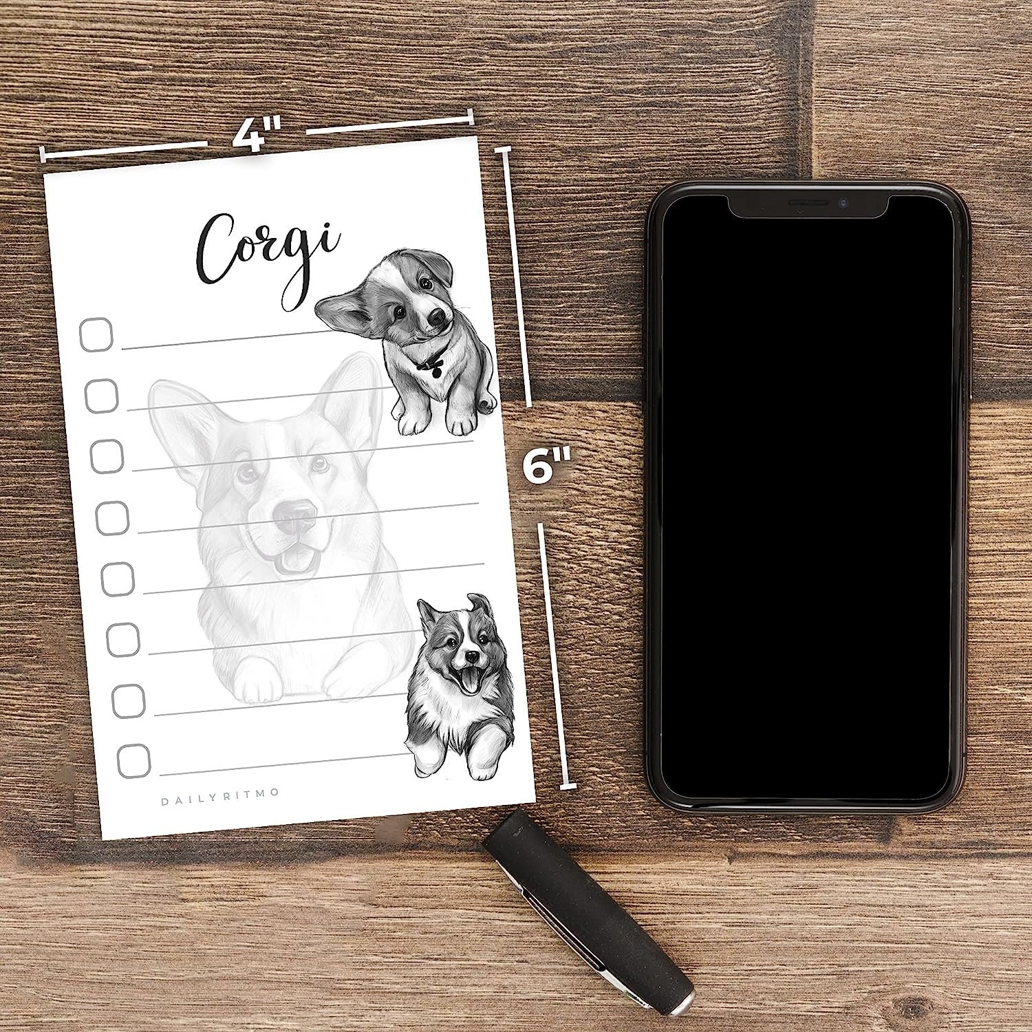 Welsh Corgi Puppies Sticky to Do List Notepad - Dog Sticky Notes Stationary School Supplies for Corgi Mom | Corgi Gifts for Corgi Lovers | 4" X 6" 50 Pages image number 3