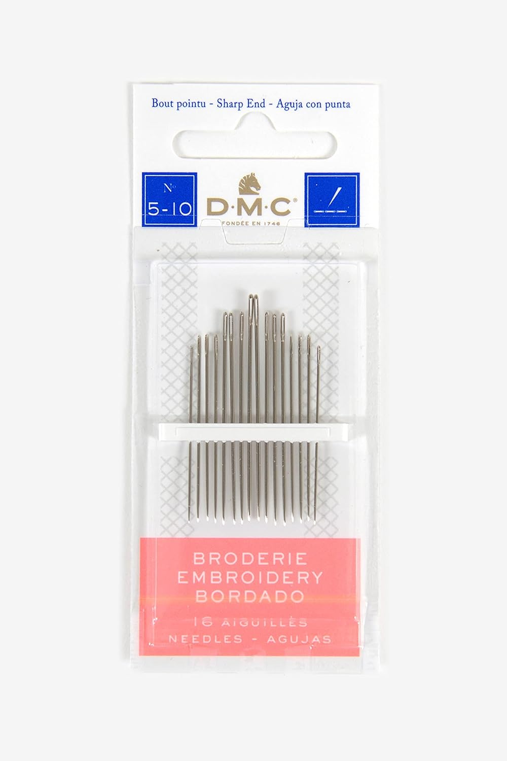 DMC 1765-5/10 Embroidery Hand Needles, 16/Pkg