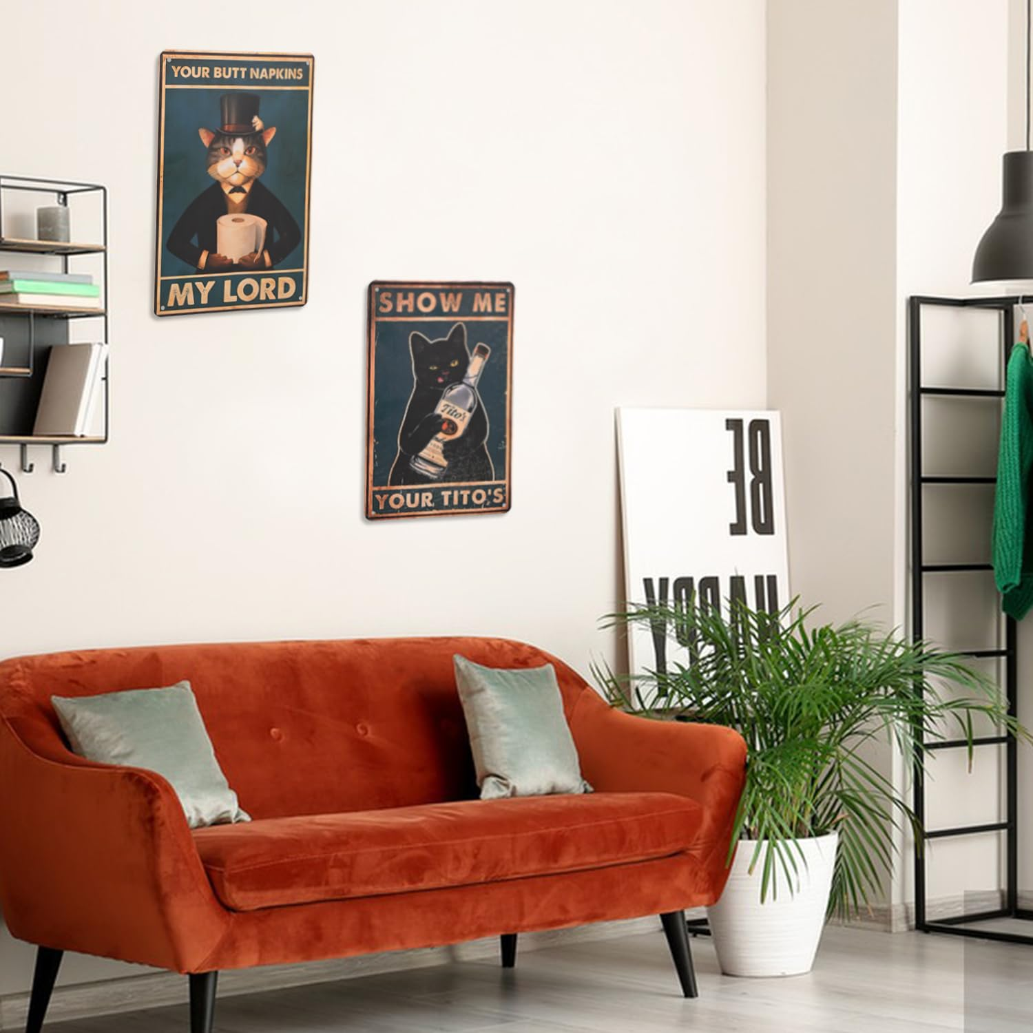 Vintage Cat Bathroom Decor, Metal Bathroom Wall Art, Funny Toilet Wall Decor, Restroom Tin Sign, Black Cat Themed Decor Cat Lover Gifts, 7.9X11.8 Inch, 7.9X11.8Inch (Style 2) image number 3