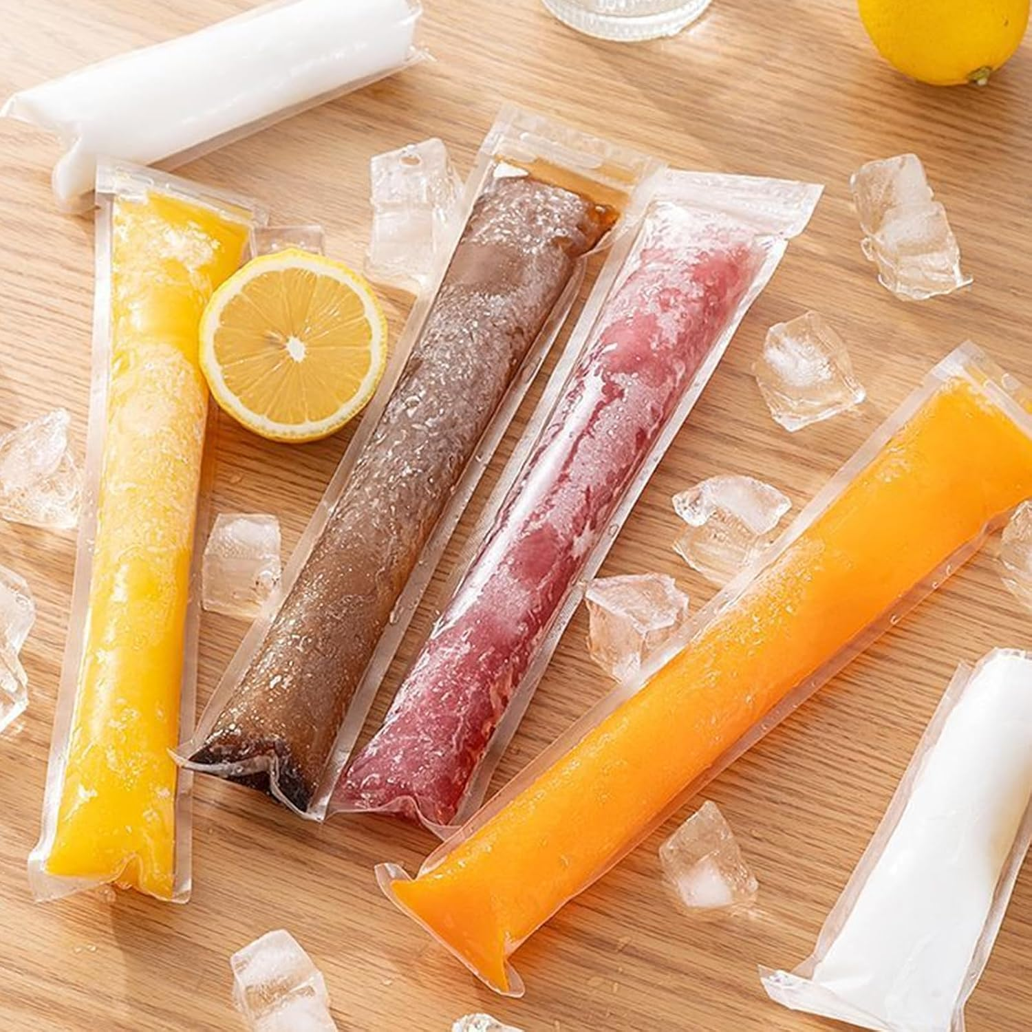 100PCS Ice Pop Bags Reusable, Reusable Ice Pop Pouches, Ice Pop Plastic Bags with Zip Seals and Funnel, Ice Pop Mold, Ice Candy Plastic Bag, Ice Lolly Bags for Snacks, Juice, Fruit, Milk image number 4
