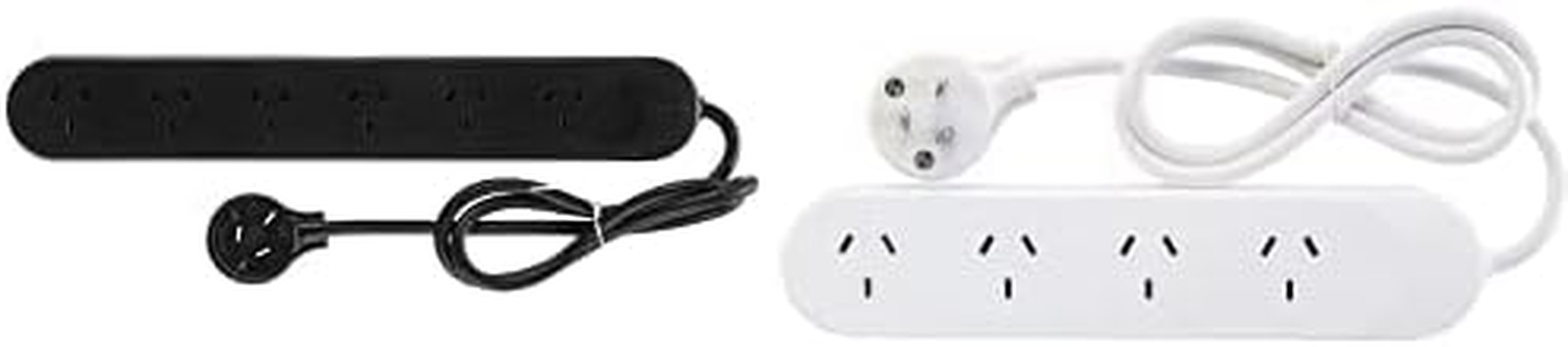 HPM Standard 6 Outlet Powerboard Black + Standard 4 Outlet Powerboard White