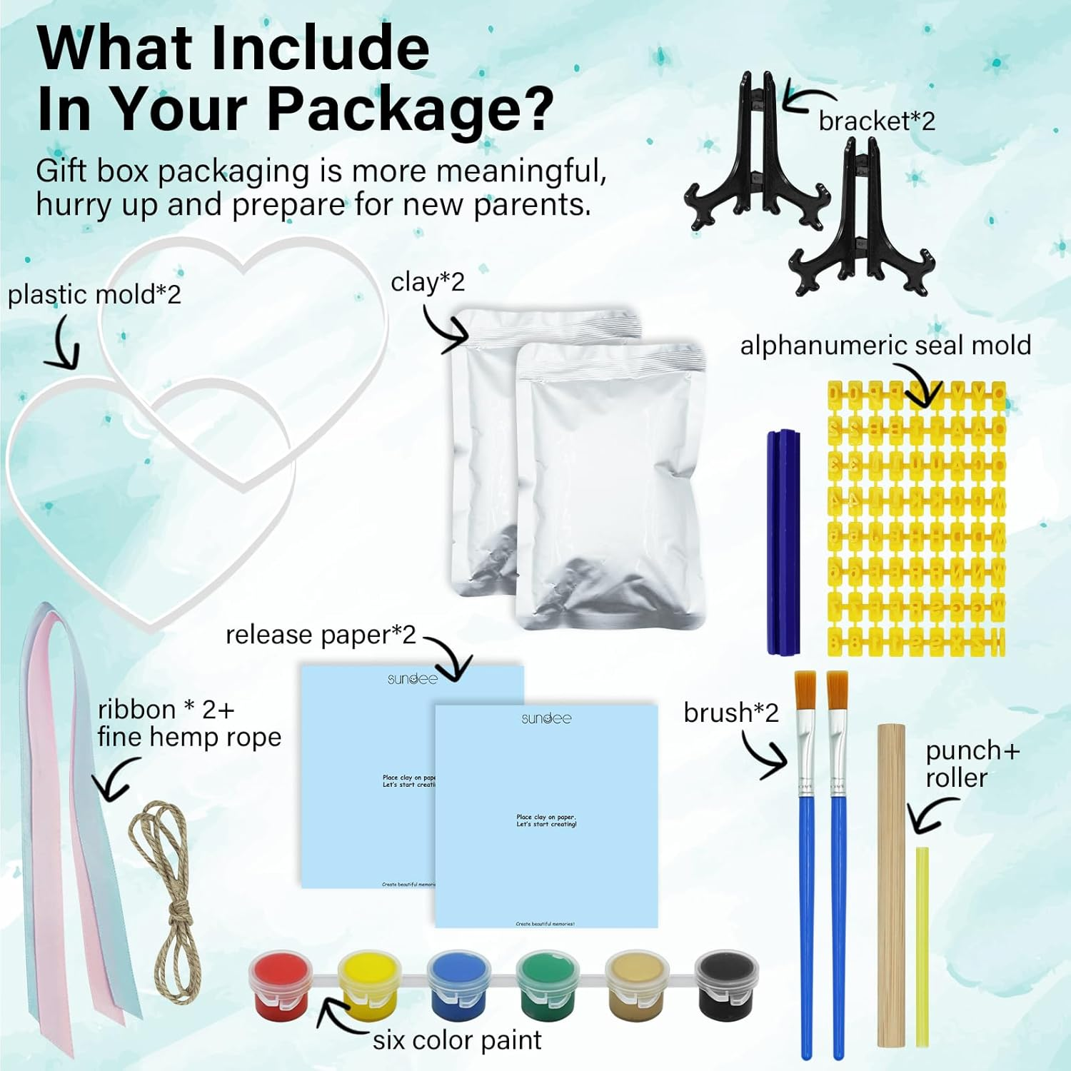 Baby Handprint and Footprint Kit - Personalized Clay Keepsake for Newborn Memory, DIY Baby Gift with Non-Toxic Mold, Complete Handmade Baby Keepsake Set for Parents