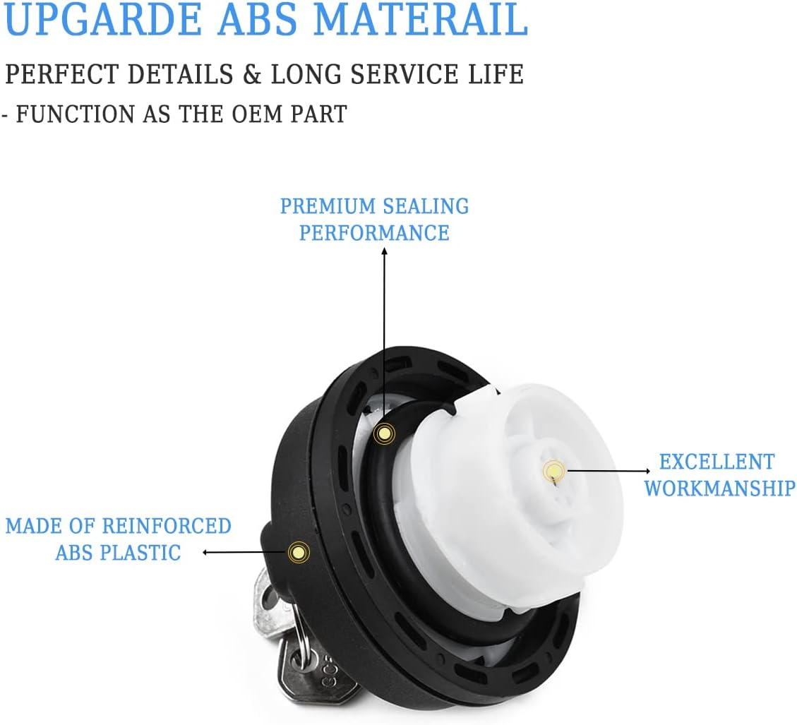 Locking Gas Cap, Lock Fuel Cap for Jeep Chrysler Dodge Ram - Challenger Grand Caravan Ram 1500, Grand Cherokee Wrangler JK TJ JKU Liberty Compass Patriot and More, Automotive Replacement image number 1