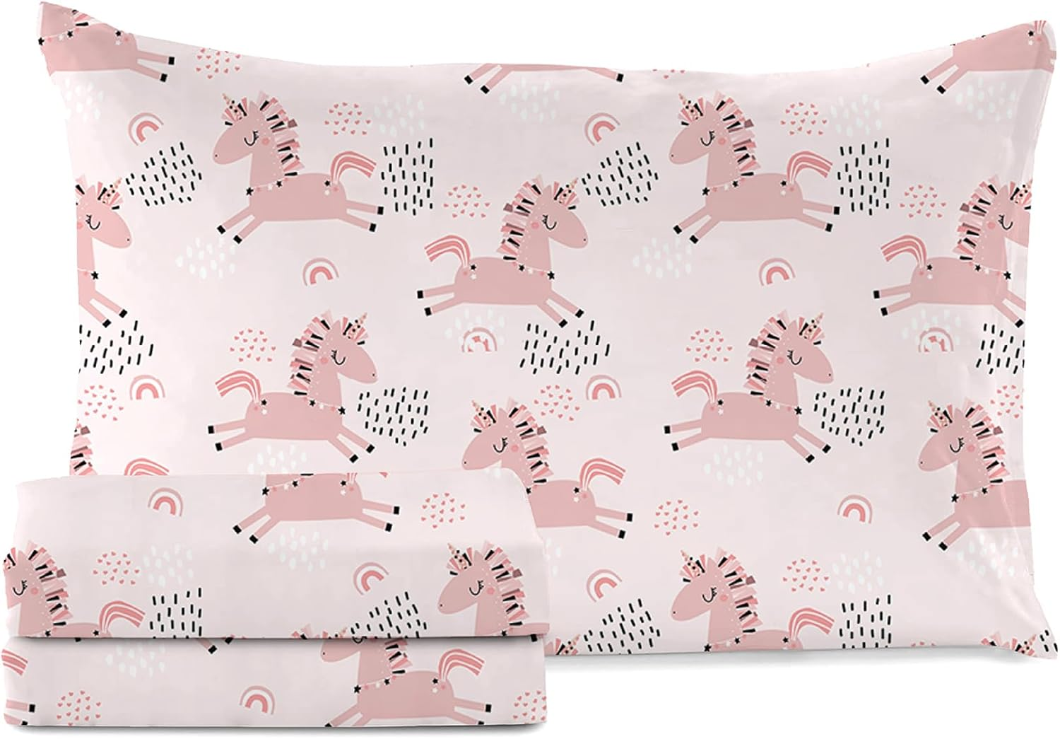 100% Cotton 210TC Salt Earth Kids Bedsheet, Twin Sheets Set for Toddler Bed, 3 Piece Bedding Set Including Flat Sheet, Fitted Sheet, and Pillowcase, Themed Cute Sheets for a Playful Kids Bed (Uni Fly) - Rainbow image number 5