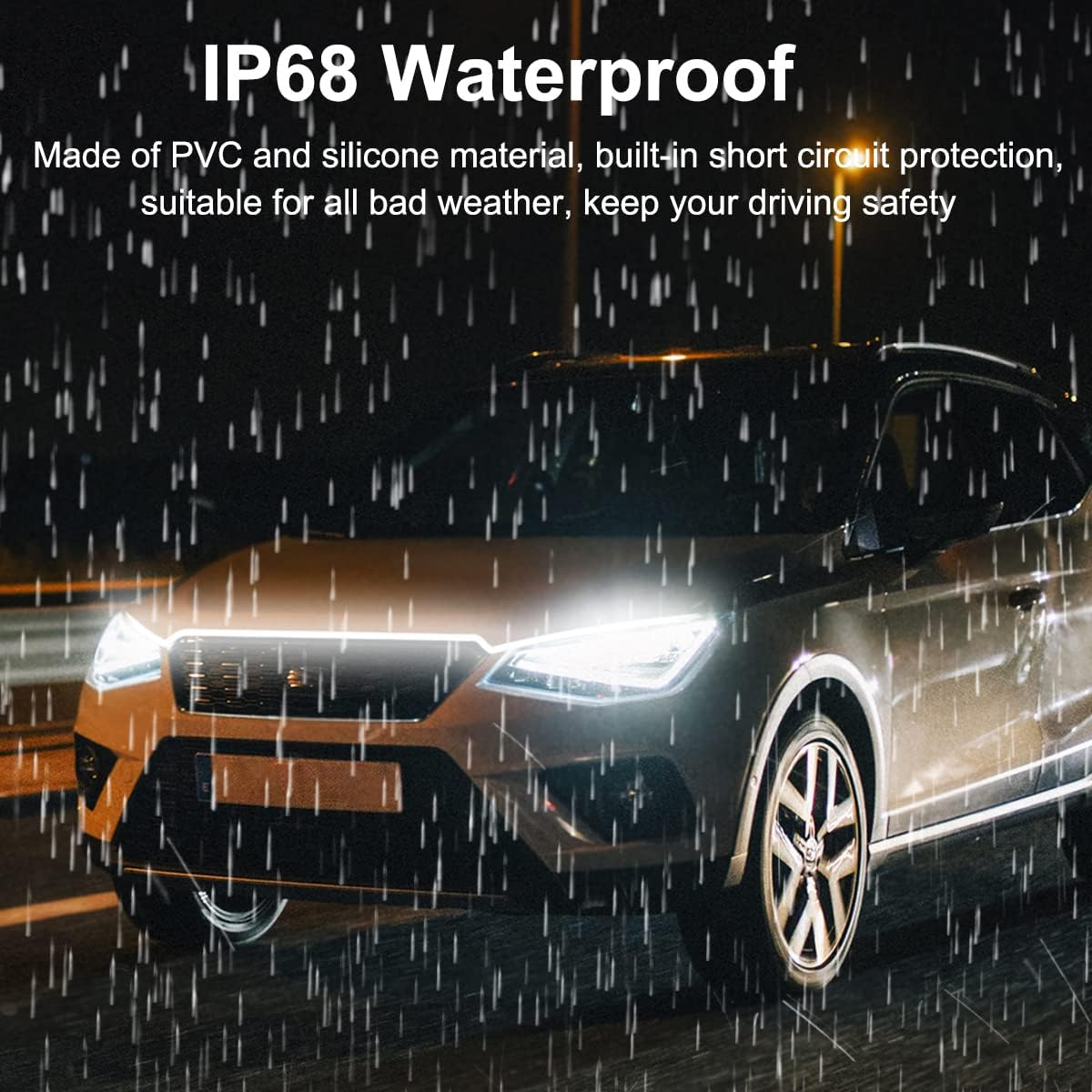 Dynamic Car Hood Light Strip, 59/71/79 Inches Flexible Exterior Car LED Strip Lights Waterproof Car Led Hood Light Daytime Running Light Strip for Cars, Trucks (White) image number 1