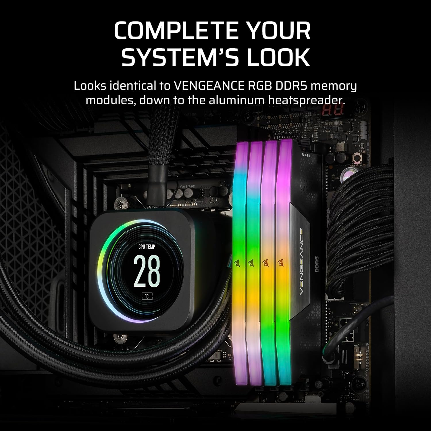 CORSAIR Vengeance RGB DDR5 Light Enhancement Kit &ndash; 2X Modules &ndash; 0GB RAM &ndash; CORSAIR Icue Compatible &ndash; Black image number 3