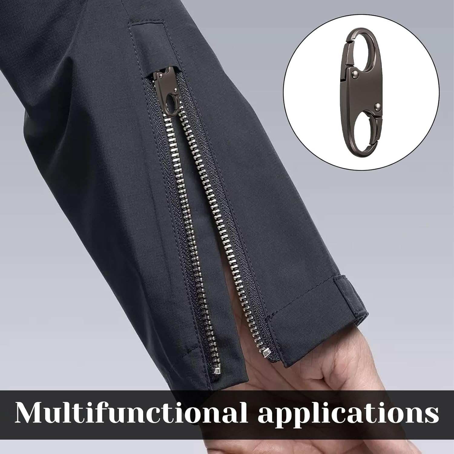 Zipperlock anti Theft, 6Pcs Zipper Pull Replacement, Zipper Pulls, Zipper Clip Theft Deterrents, Backpack Zipper Lock Keep the Zipper Closed, Double Zipper Pull Replacements(Gun Color) image number 1