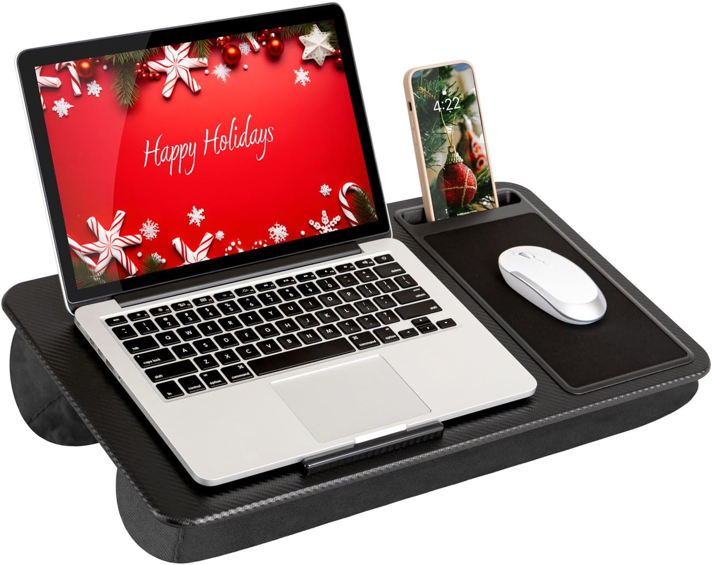 LAPGEAR Home Office Lap Desk with Device Ledge, Mouse Pad, and Phone Holder - Pink - Fits up to 15.6 Inch Laptops - Style No. 91584