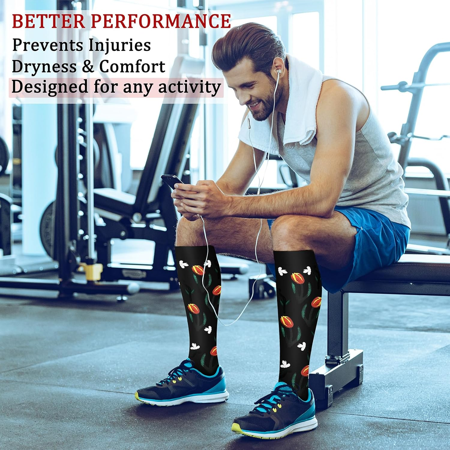 CHARMKING Compression Socks for Women & Men Circulation (8 Pairs) 15-20 Mmhg Is Best Support for Athletic Running,Hiking