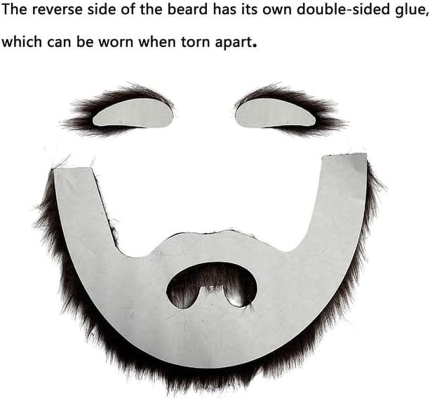 CENZICOM Fake Mustache Set Fake Beard Mustaches - DIY Self Adhesive Facial Hair for Costume and Halloween Festival Party image number 5