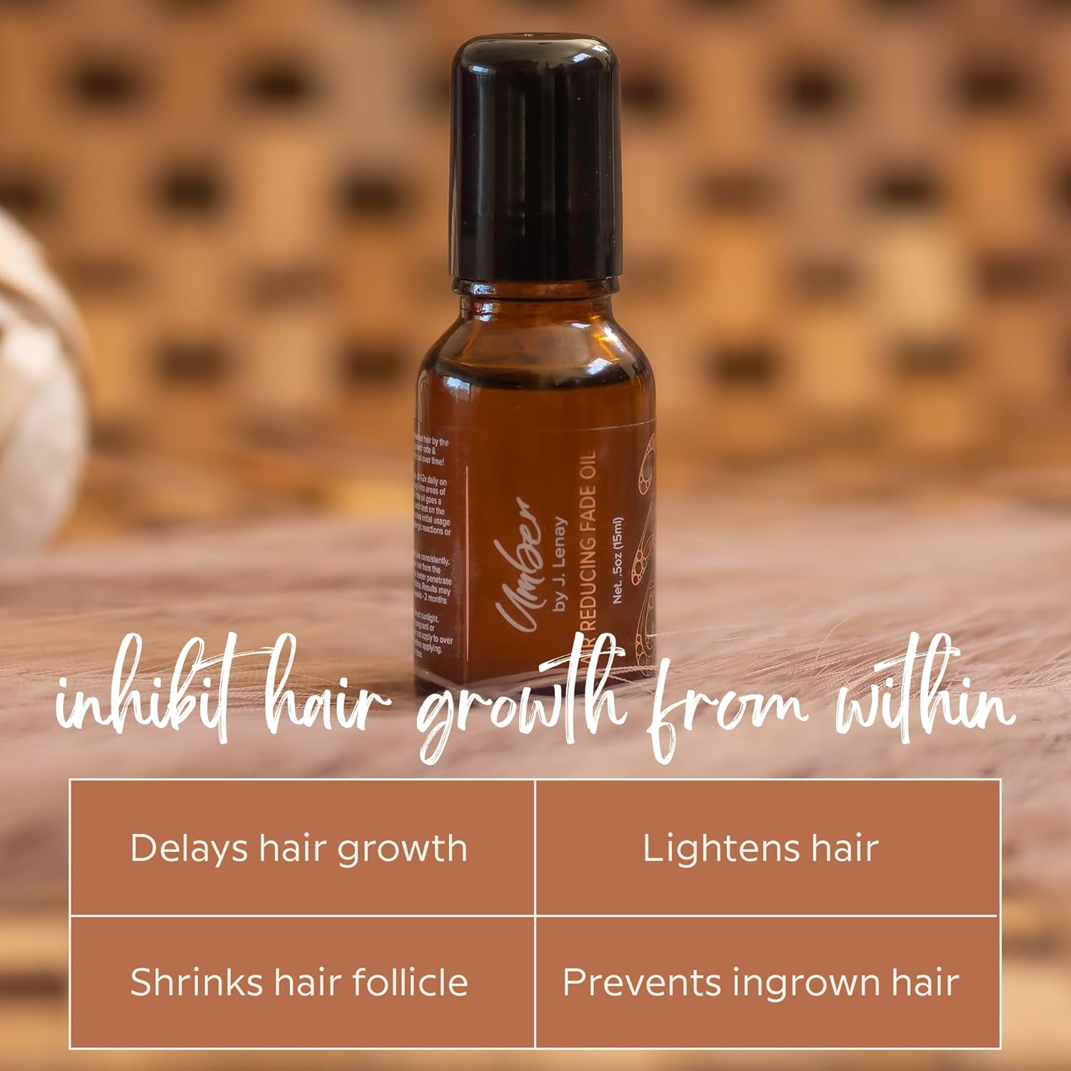 Umber by J. Lenay Hair Reducing Fade Oil &ndash; Regular Strength (Not Sensitive Skin), Minimizes Hair Growth for Face & Body &ndash; for Women & Men &ndash; 15Ml Serum