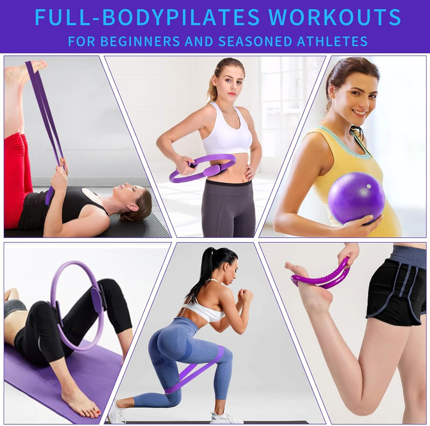 Pilates Essentials Kit for Women, 13 Piece Home Pilates Equipment Set with Ring, Bands & Yoga Ball, Beginner Friendly Home Workouts, Yoga Mat Accessories for Fitness & Stretching image number 1