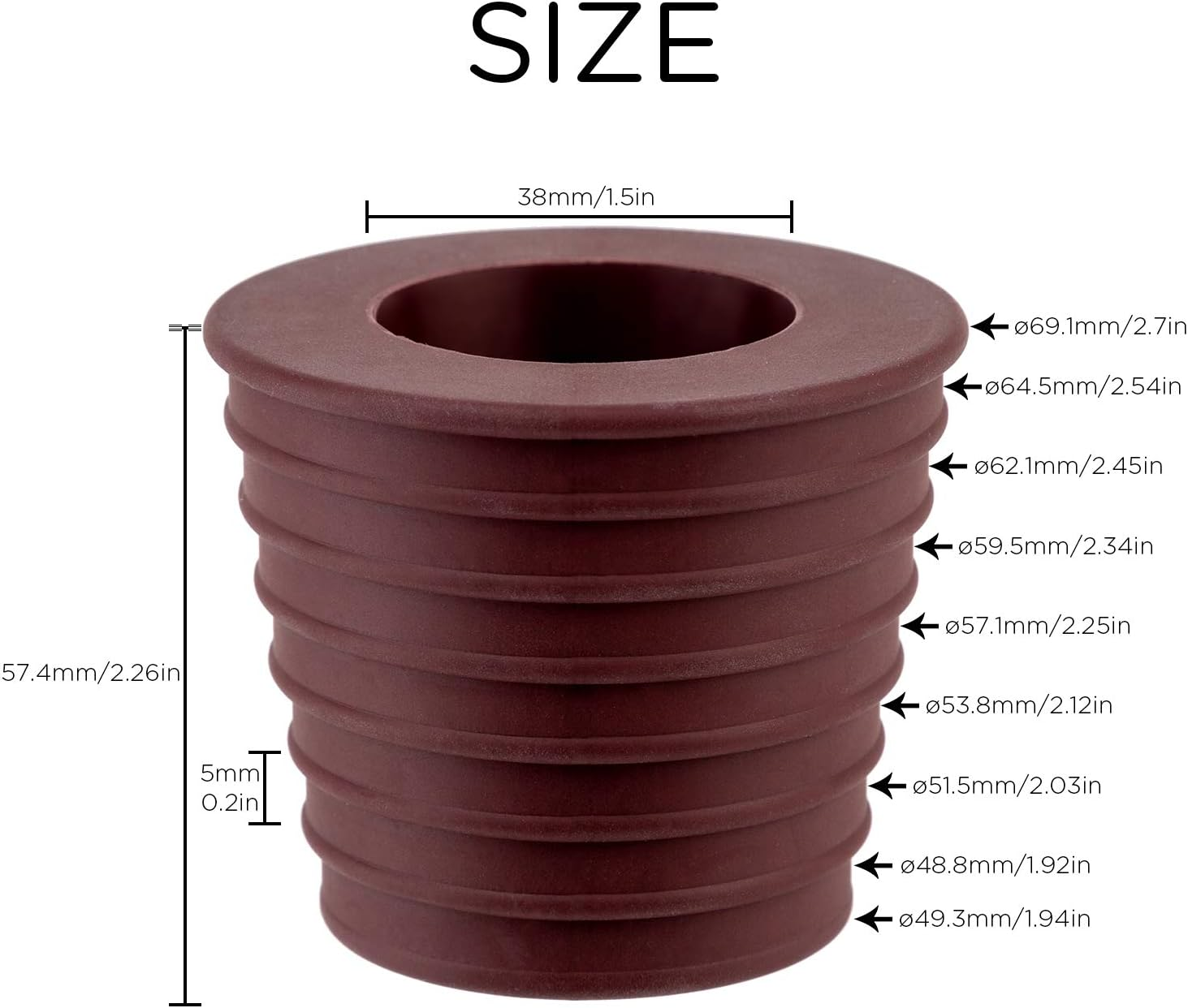 AIEX 1.9 to 2.7 Inch 2Pcs Umbrella Cone Wedge Plug for Patio Table Hole Opening Umbrella Pole Diameter 1.5 Inch/ 38Mm(Dark Brown and Black)