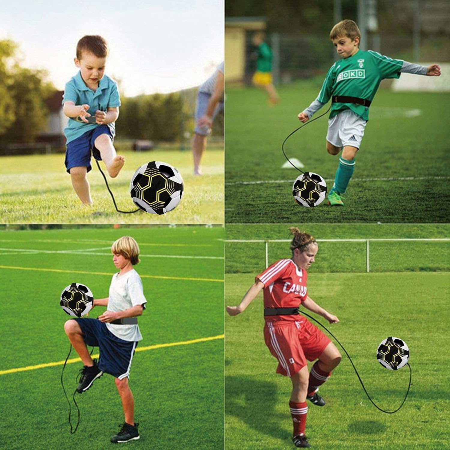 Football Training Belt, Single Player Football Practice Auxiliary Tool, Handheld Adjustable Football Kicking Training Equipment, Hands-Free Football Belt Suitable for Balls 3, 4,And 5 image number 1