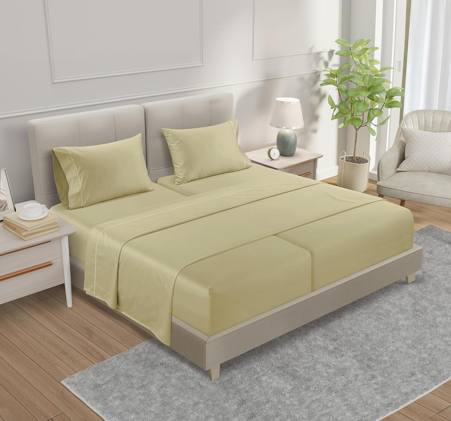 100% Cotton Bed Sheets Queen Set with Sheet & Pillowcase Sets - 800 Thread Count Bedding Sets Queen, Deep Pocket Sheets- Egyptian Cotton Sheets Queen Size- Sateen Weave Queen Sheet Set- Seafoam