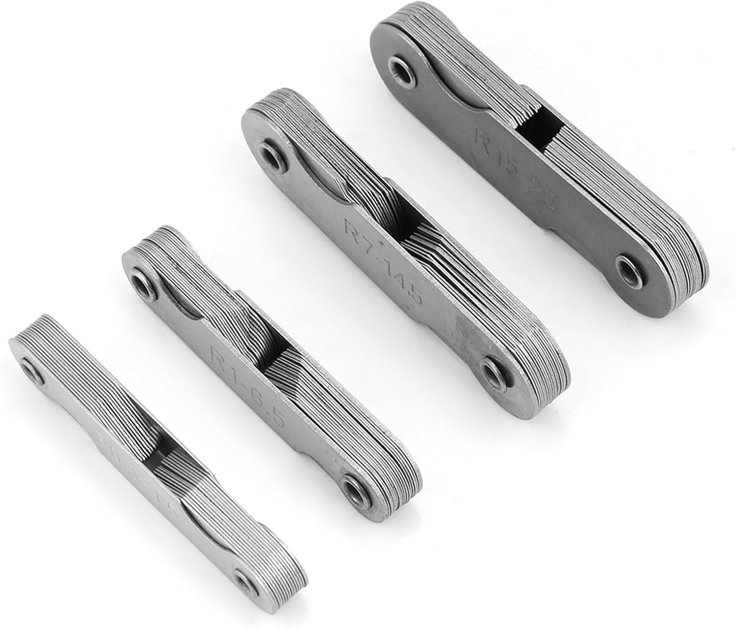 4 Pieces Stainless Steel Radius Fillet Measuring Tool Set for R0.3 1.5, R1 6.5, R7 14.5 and R15 25, Default image number 3