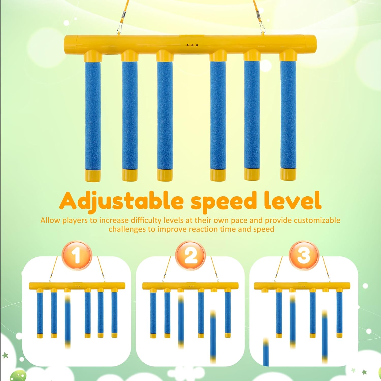 Catching Sticks Game, Reflex Challenge Game,Falling Sticks Reaction Training Toy,Interactive Drop Stick Game,3 Adjustable Speed Drop Sticks Toy,Hand Eye Coordination Game for Kids Adults Home (Blue) image number 6