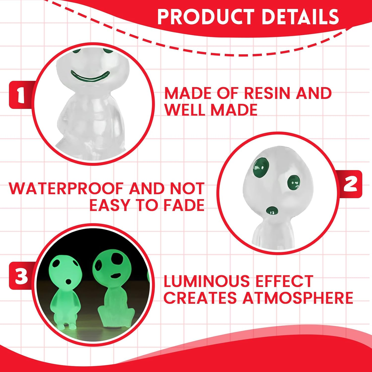 Tree Elf Doll, Pack of 10 Princess Mononoke Luminous Spirit, Miniature Garden Decoration Made of Resin, Suitable for Home, Garden, Pot Decoration image number 4