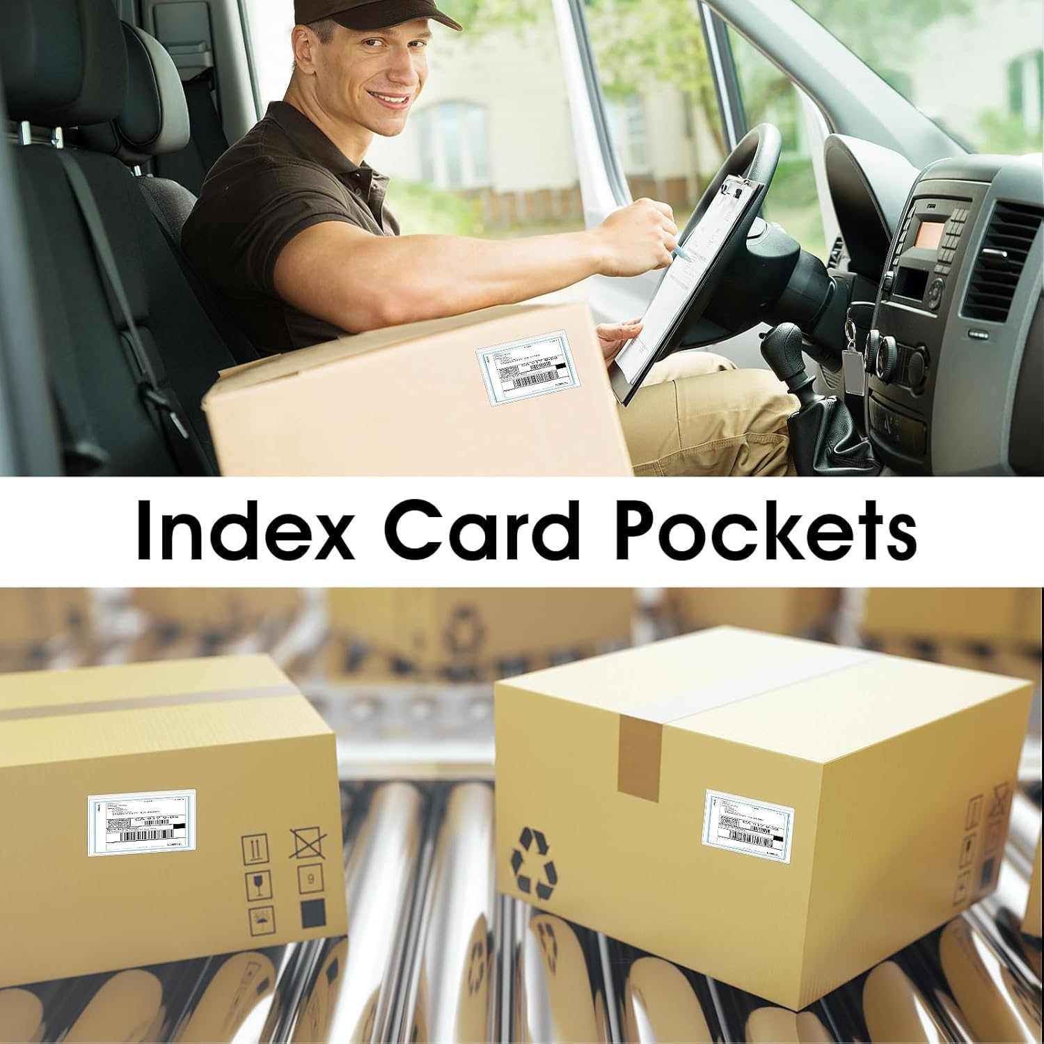 30 Pcs Self-Adhesive Index Card Holders Business Card Pockets Clear Plastic Labels Holders for Organizing Storage Bins Library Card Shelves (3.14 X 2.28 Inches) image number 4