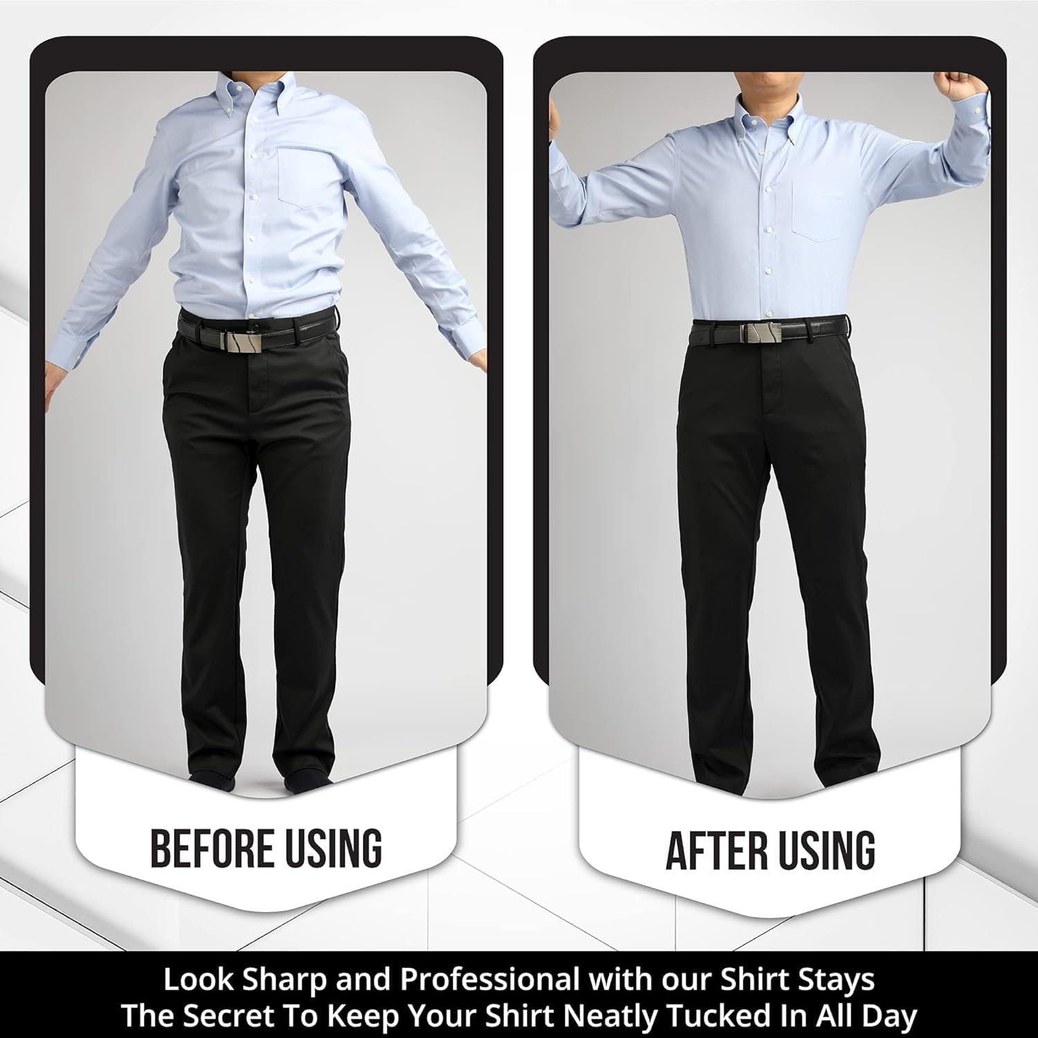 LINKPEACE Men'S Shirt Stays Adjustable Soft and Smooth Elastic with Non Slip Clips Perfect Sock Garters for Military or Professional,One Size（ Black Y Style Wave Pattern） image number 2