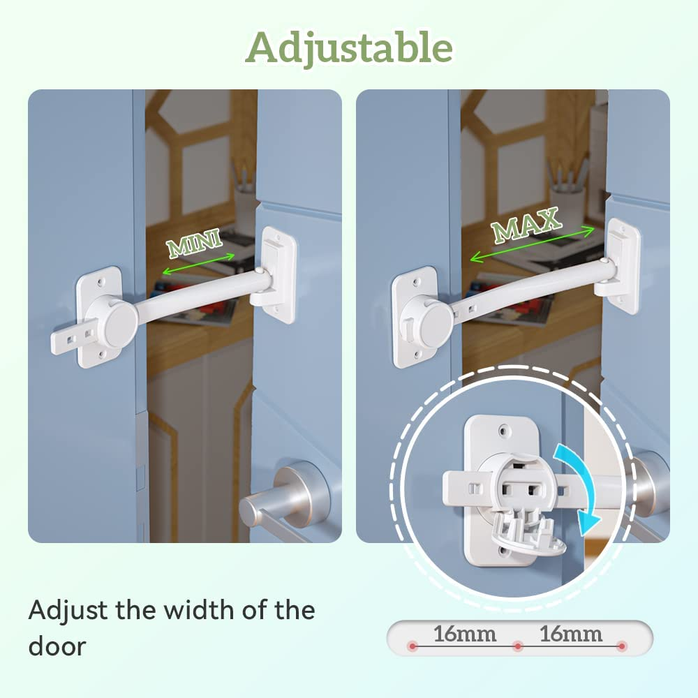 SAFELON Baby Safety Door Finger Pinch Guard, Lock & Stopper for Kids & Pets, Convenient Cats Entry, Adjustable Latch for Dogs No More Pet Gates (White) image number 1