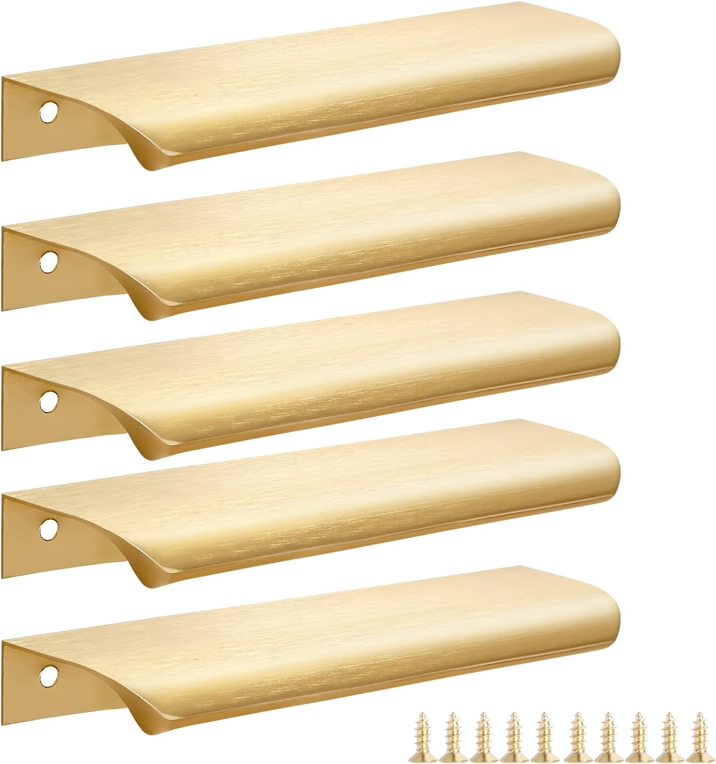 Malimali 5 Pack Dark Gold Edge Finger Pulls for Cabinets 3.15" Kitchen Drawer Handles Modern Aluminum Concealed Tab Pulls for Closet Door, Brushed Dark Gold