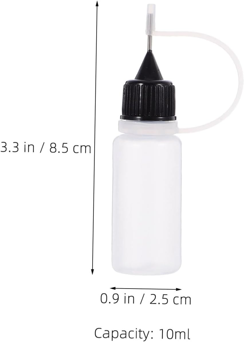 20Pcs Plastic Squeeze Dropper Bottles with Black Lid Precision Fine Tip Applicator for Glue Ink Dispensing Sealed Design for Workshop Use