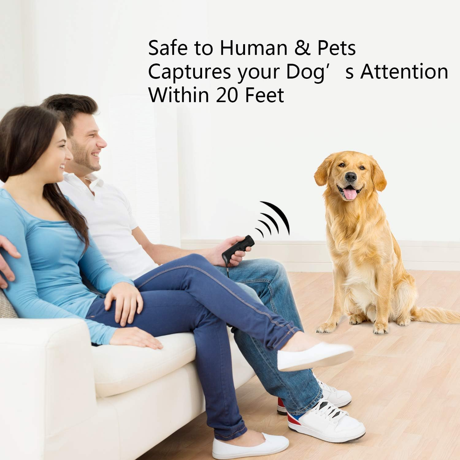 Frienda LED Ultrasonic Dog Repeller and Trainer Device 3 in 1 anti Barking Stop Bark Handheld Dog Training Device (Black) - Yellow image number 3