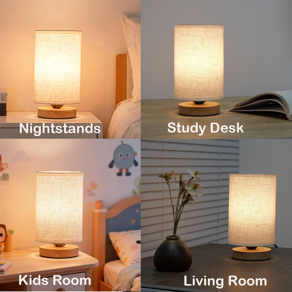 ANLAIBO 3 Colors Bedside Lamps, Table Lamp for Bedroom, Small Lamps for Living Room ，Simple Bed Side Lamp with Button Switch for Kids Room, Study, Dorm, Office, Shelves(Bulb Included) image number 5