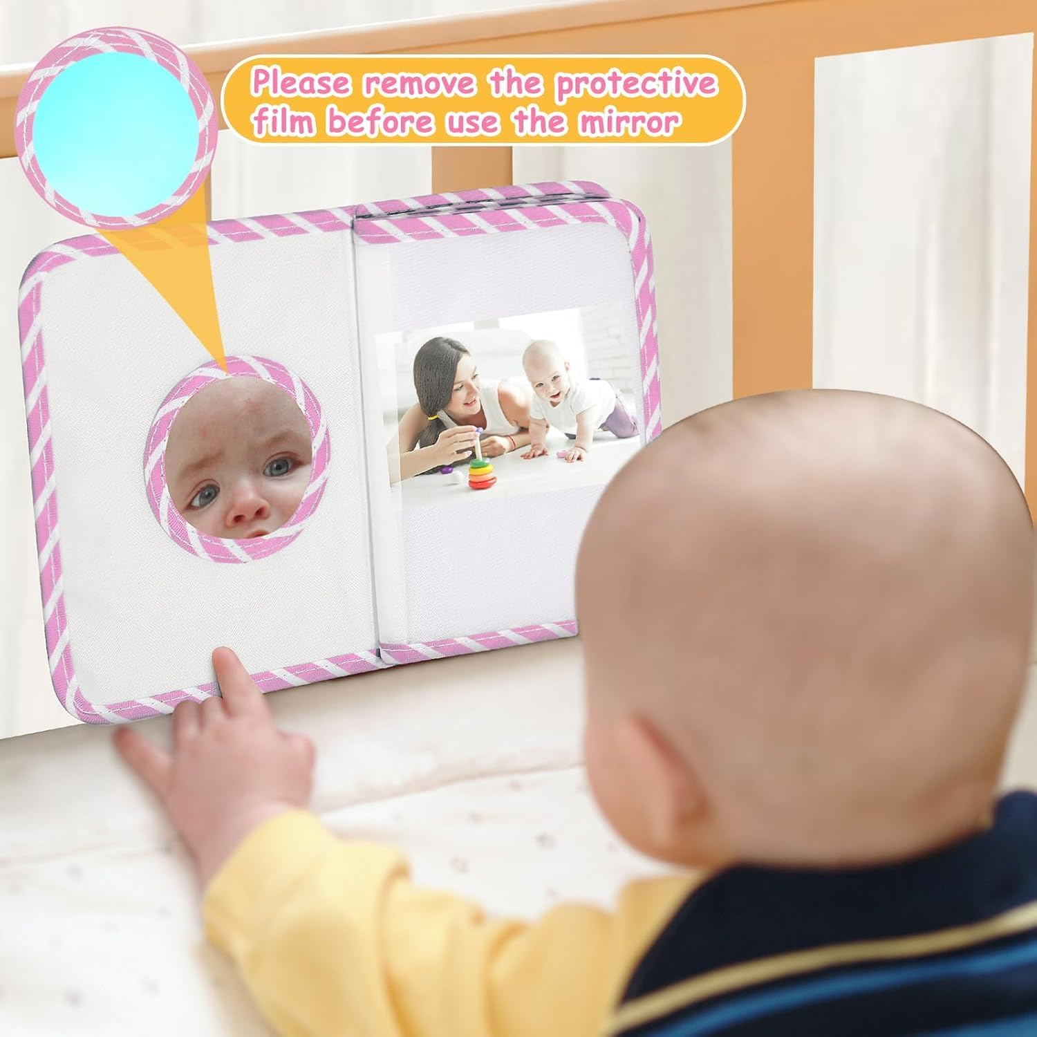 LALAASHHOP Soft Cloth Baby Photo Albums, Holds 17 4X6 Photos, Perfect for Newborn Toddler Memories, 1 Year Old Girl Boy Gifts Baby Shower Gifts (Pink Unicorn) image number 2