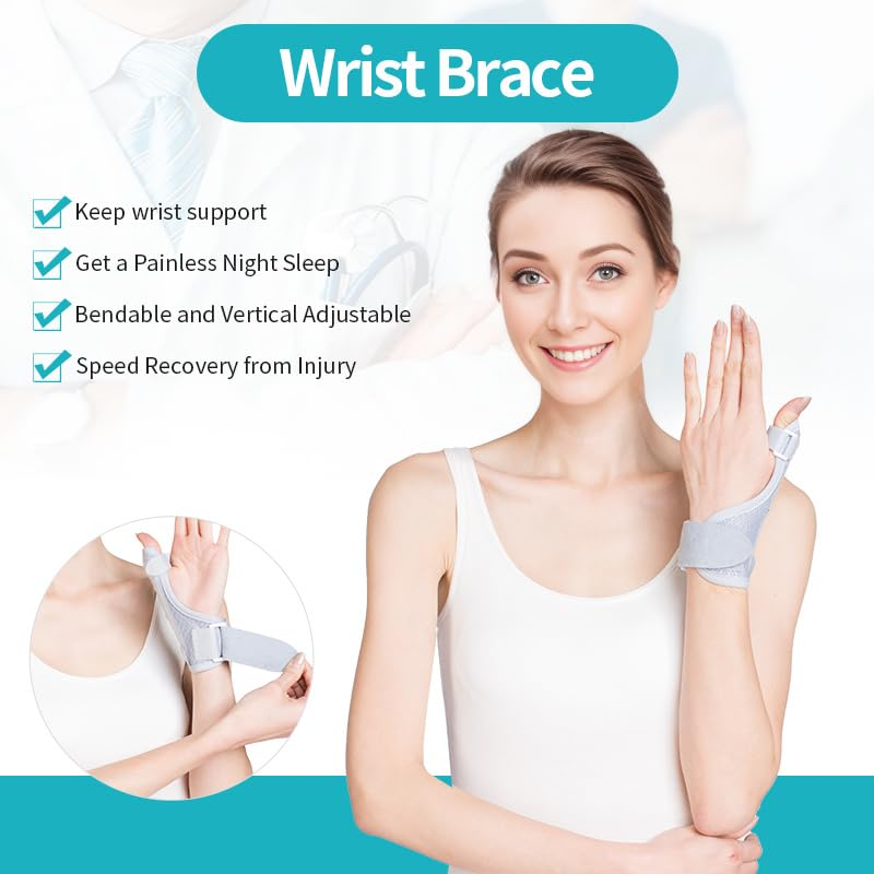 Wrist Brace for Thumb Guard, Right Wrist Splint for Quervain'S Disease, Thumb Strain, Fractures, Tenosynovitis Thumb Brace and Adjustable Wrist Wraps (Gray) image number 3