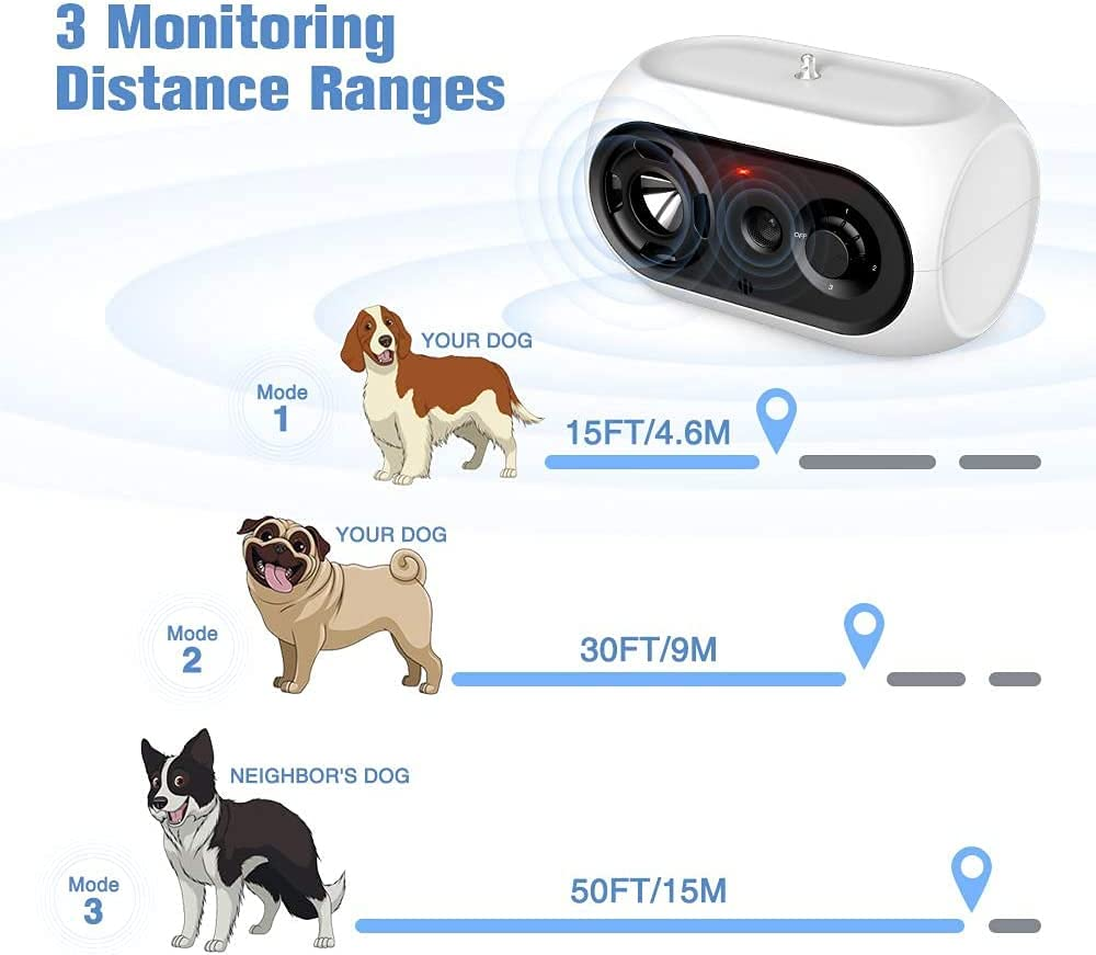 Anti Bell Device Dogs, 3 Modes Anti-Bark Ultrasonic Device, 33 Foot Stop Dog Bark Device, IPX4 Waterproof Anti-Bark for Dogs for Training Large Small Dogs Outdoor and Indoor image number 3