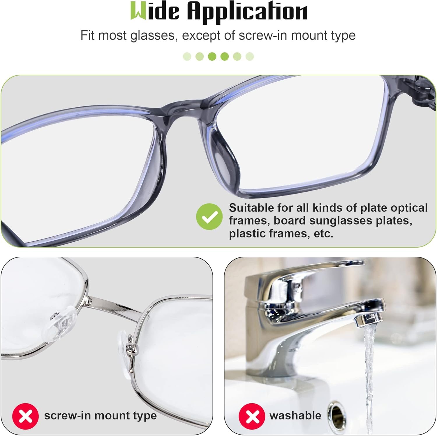 Eyeglass Nose Pads, anti Slip Nose Pads for Glasses with Super Sticky Backing, Soft Silicone Adhesive Glasses Nose Pad (10 Clear Pairs) image number 2