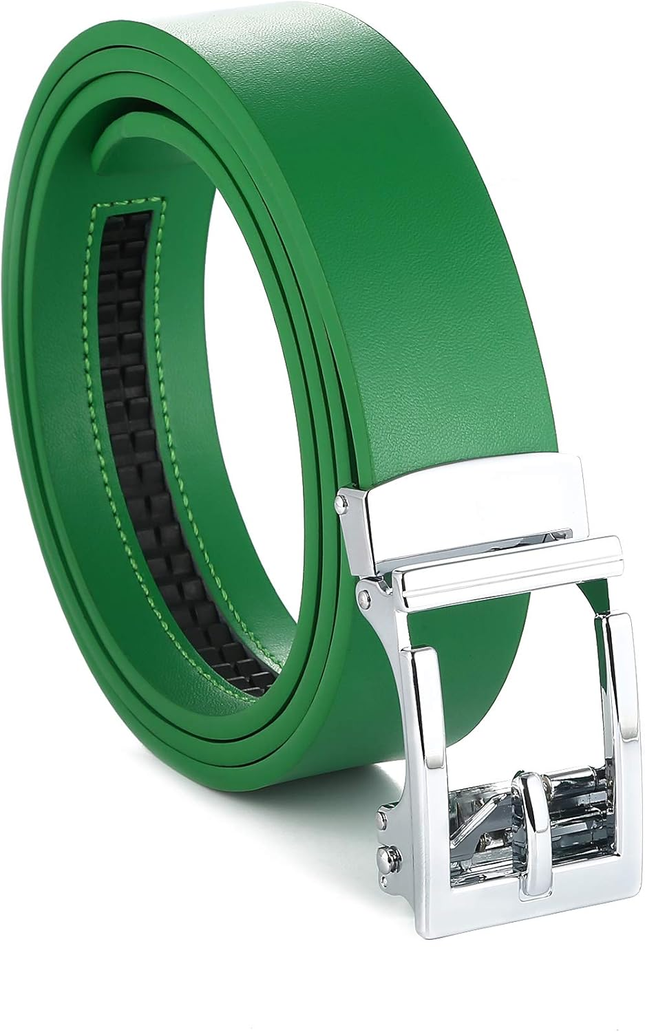 Gelante Genuine Leather Ratchet Dress Belt with Automatic Sliding Buckle - Minimalistic Style-Trim to Fit