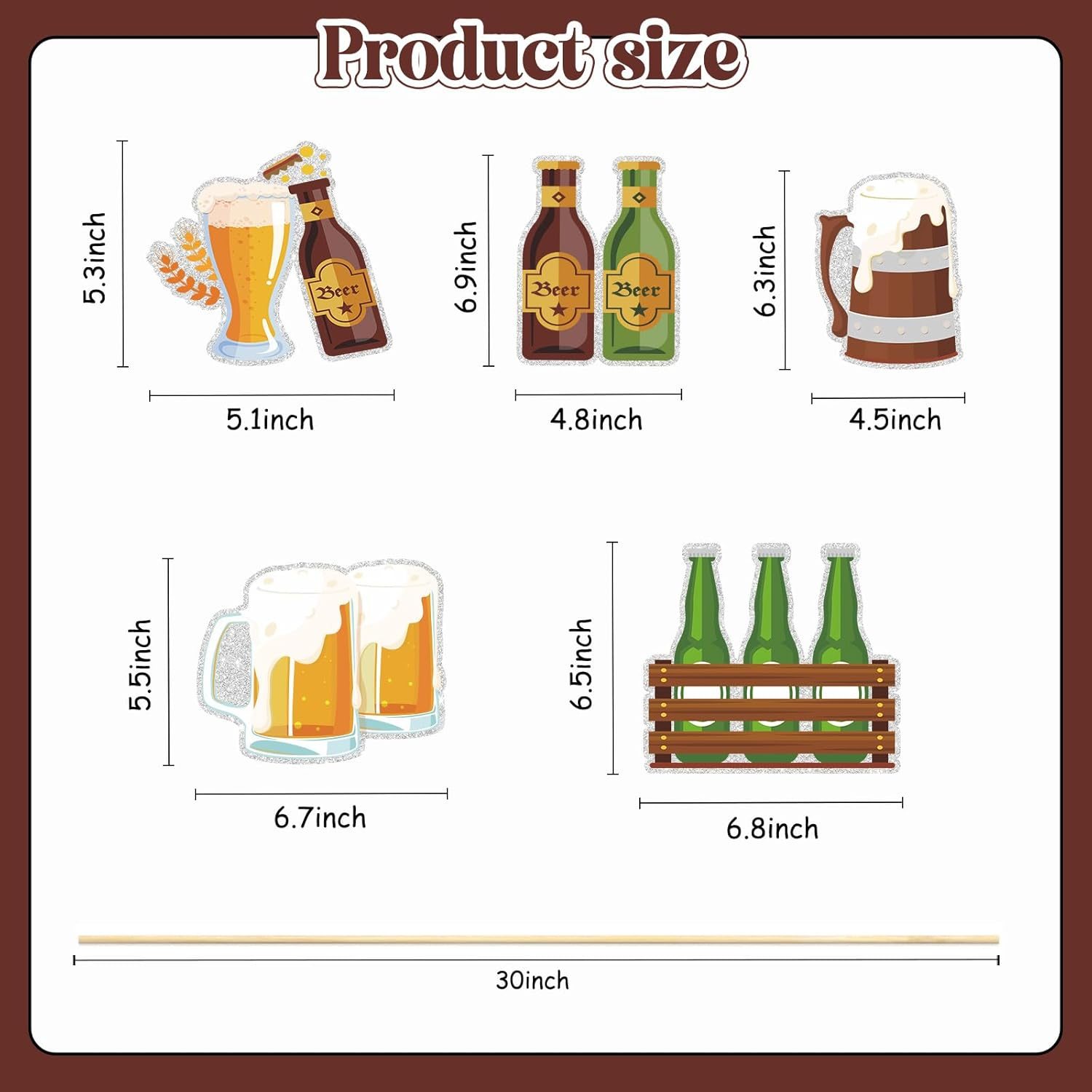 Beer Centerpiece Sticks - 15Pcs Cheers and Beers Table Toppers - Aged to Perfection 30Th 40Th 50Th Birthday Theme Party Decorations image number 5