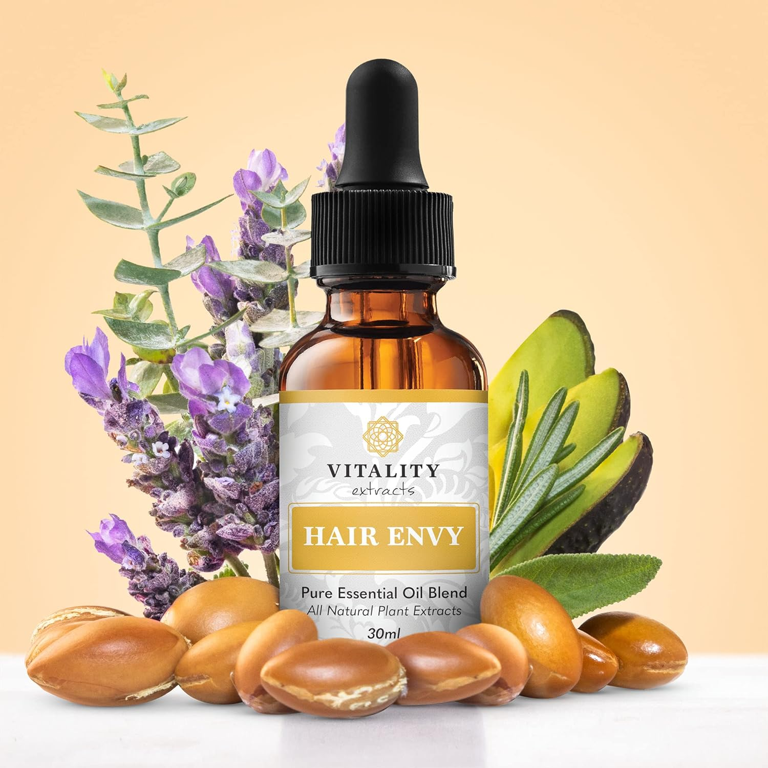 Vitality Extracts - Hair Envy Essential Oil Blend- 100% Pure, Therapeutic Grade, High Potency (30Ml) - GCMS Tested, All Natural, Shine, Soften, Strengthen image number 1